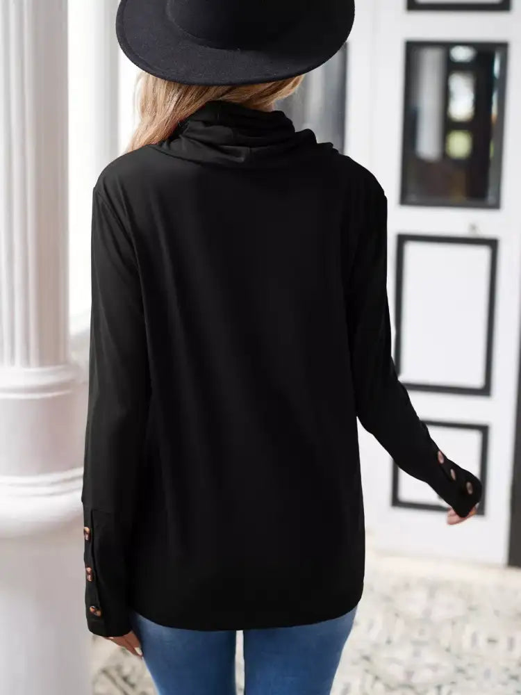 Cowl Neck Long Sleeve Blouse