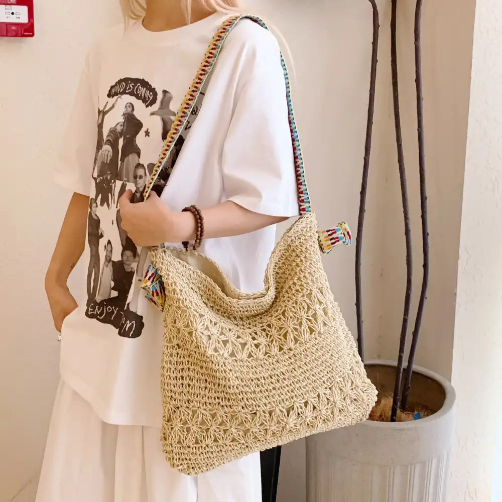 Crochet Colorful Strap Shoulder Bag