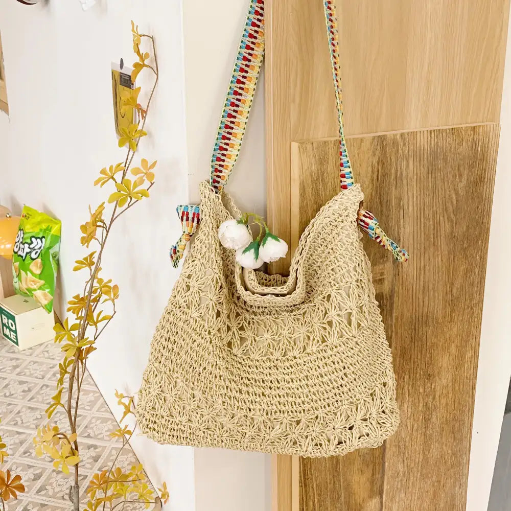 Crochet Colorful Strap Shoulder Bag