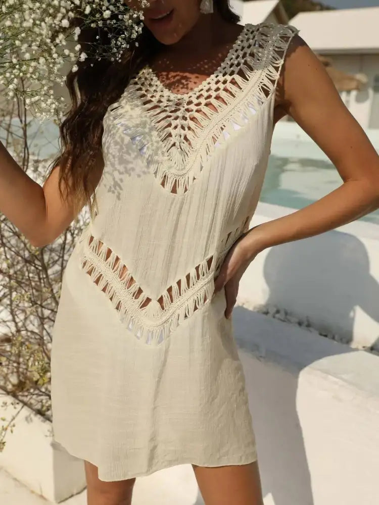 Crochet Detail Beach Cover Up Dress