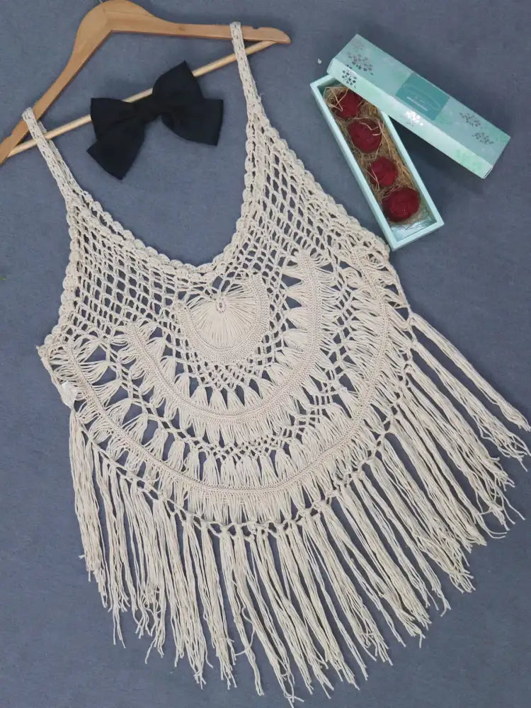 Crochet Fringe Beach Cover Up