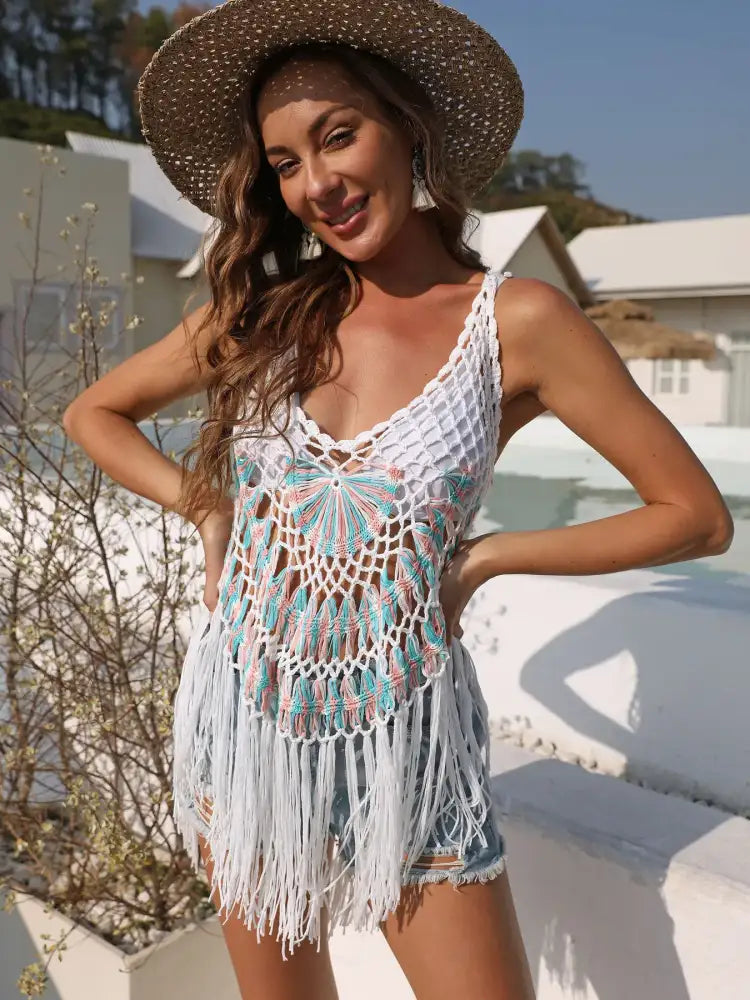 Crochet Fringe Beach Cover Up