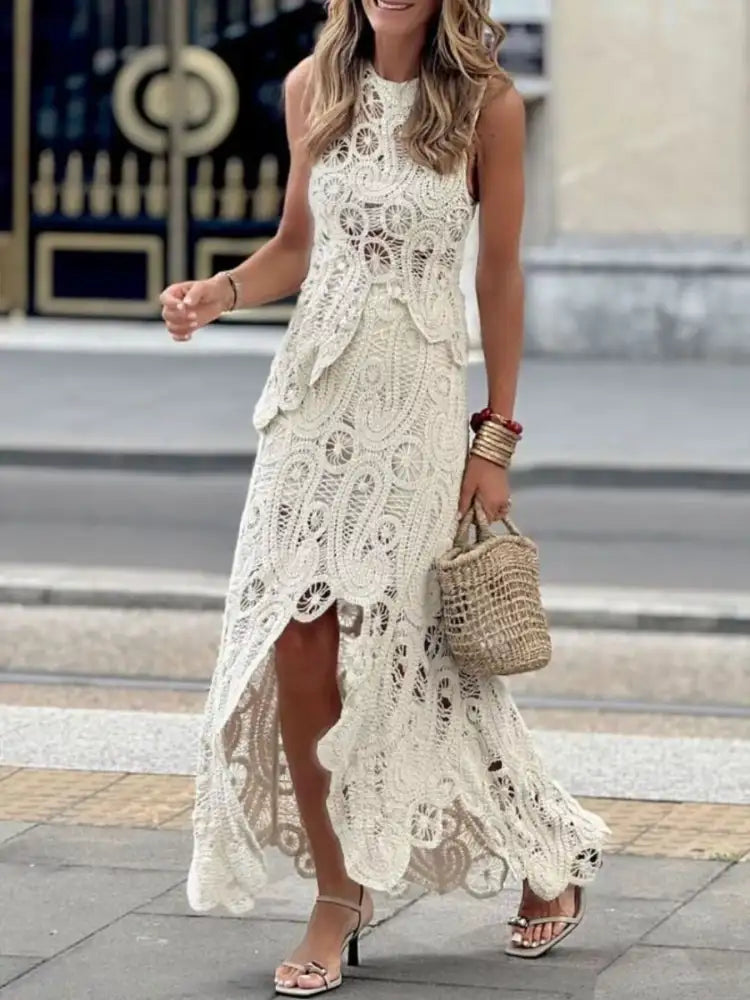 Crochet Sleeveless Tank and Skirt Set
