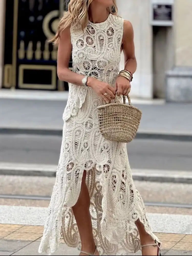 Crochet Sleeveless Tank and Skirt Set