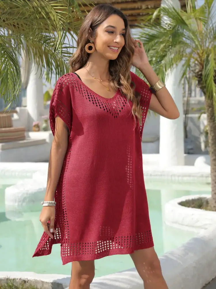 Crochet Trim Beach Cover Up Dress