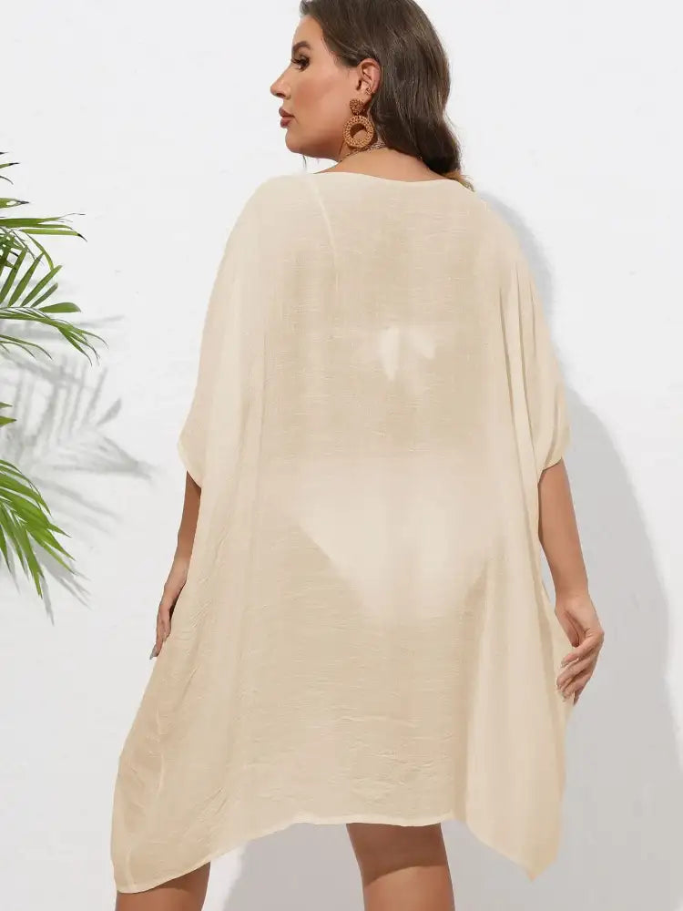 Crochet Trim V-Neck Beach Cover Up Dress