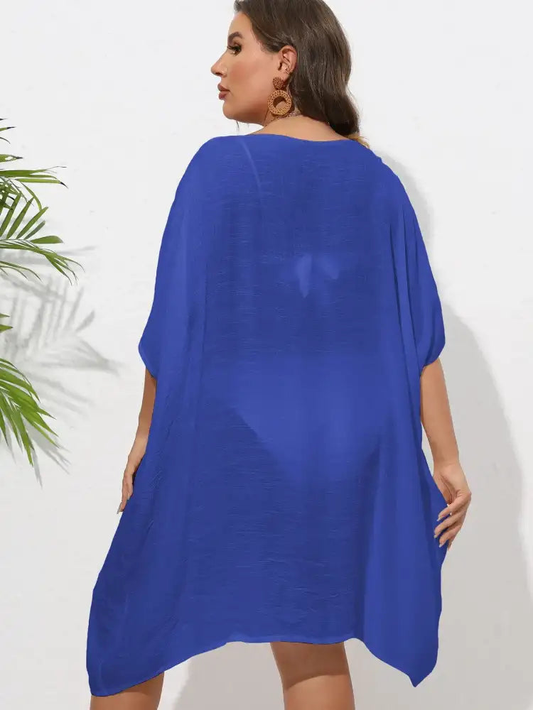 Crochet Trim V-Neck Beach Cover Up Dress