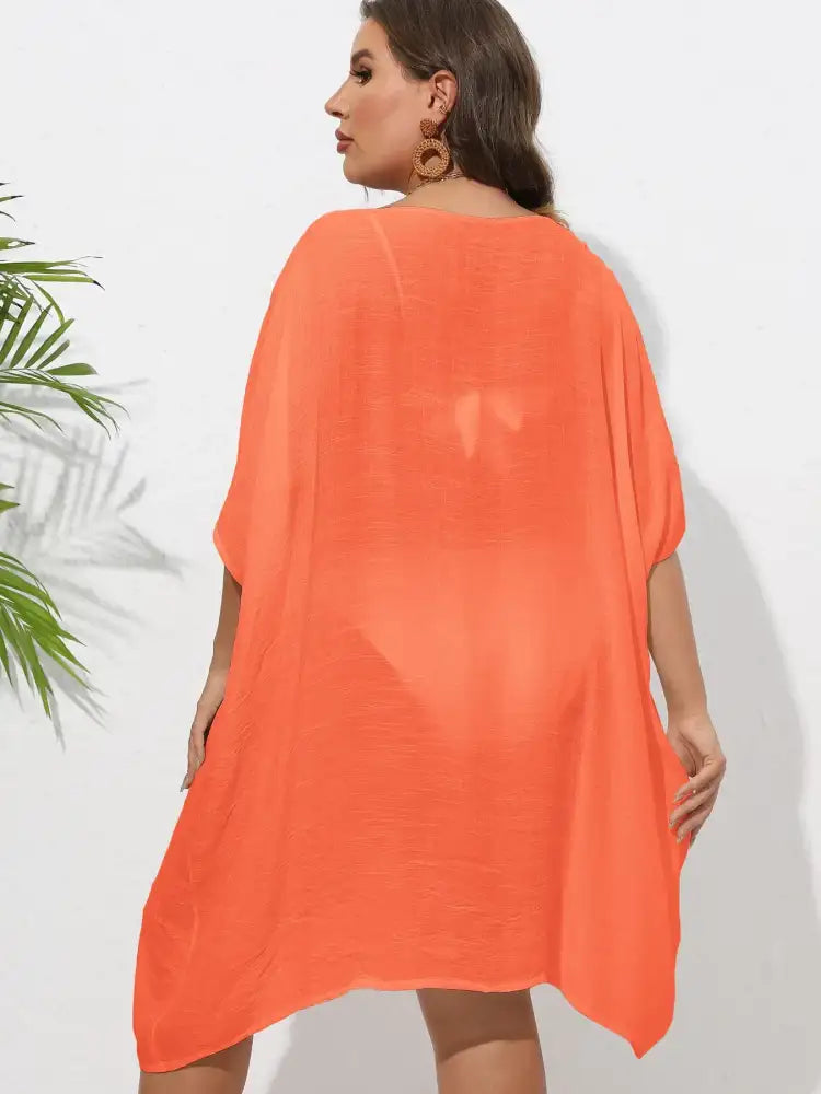 Crochet Trim V-Neck Beach Cover Up Dress