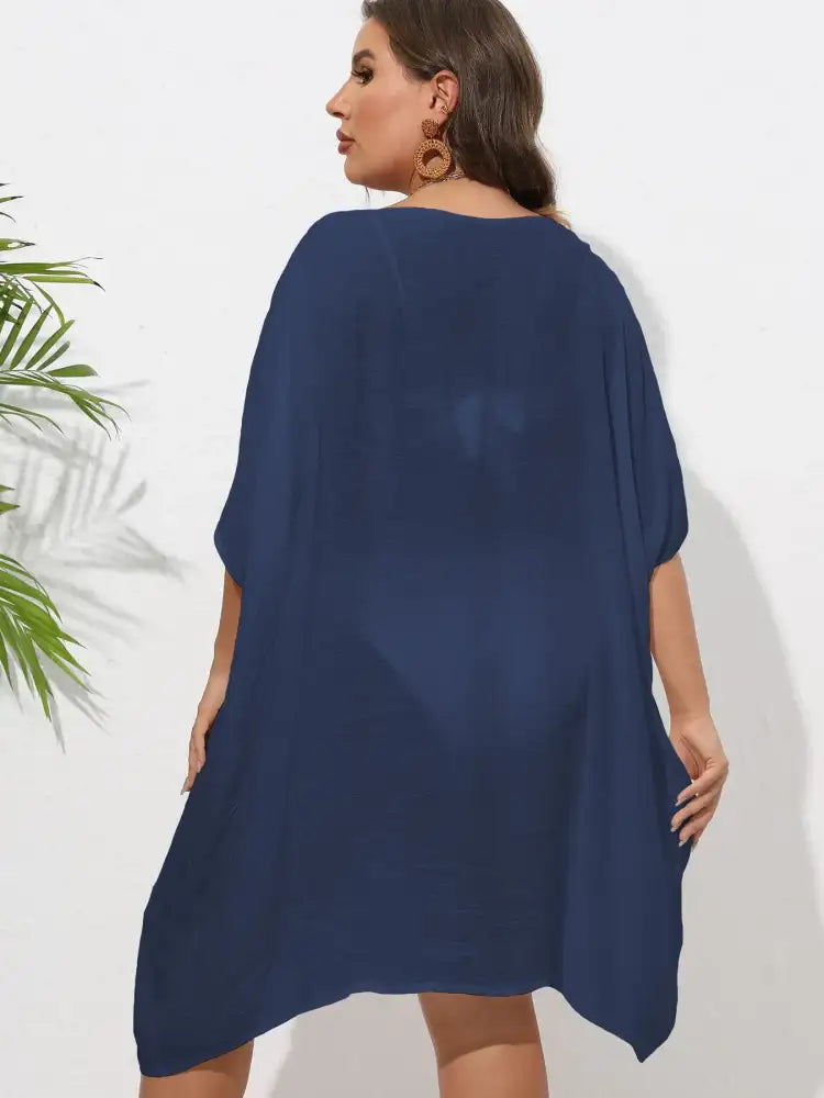 Crochet Trim V-Neck Beach Cover Up Dress