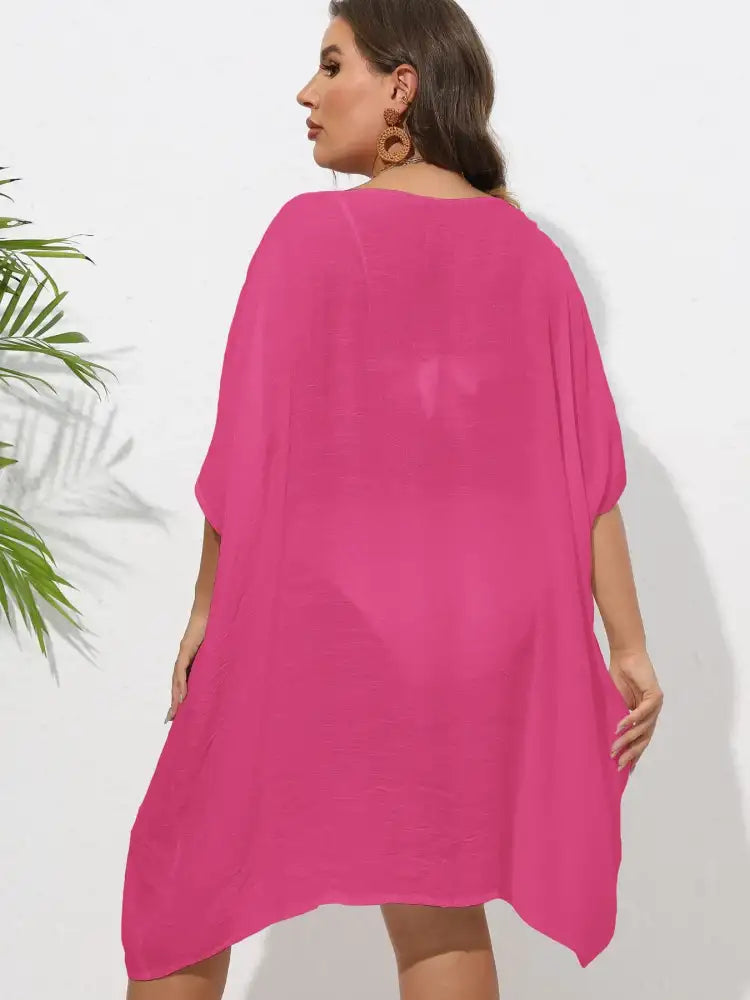 Crochet Trim V-Neck Beach Cover Up Dress