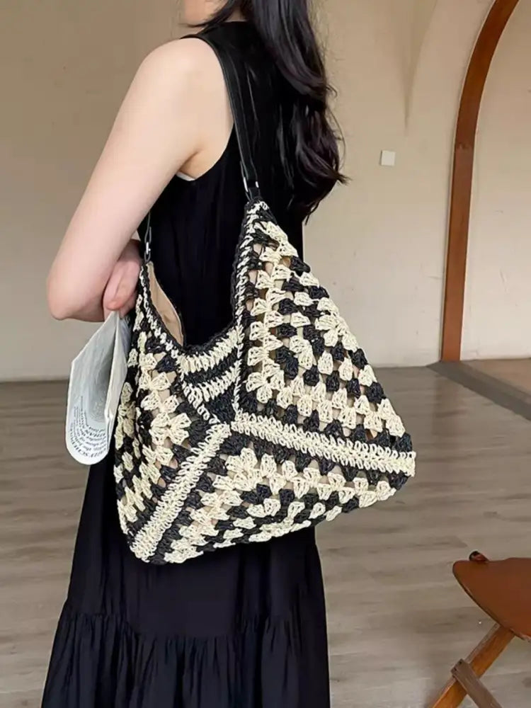 Crochet Two-Tone Shoulder Bag