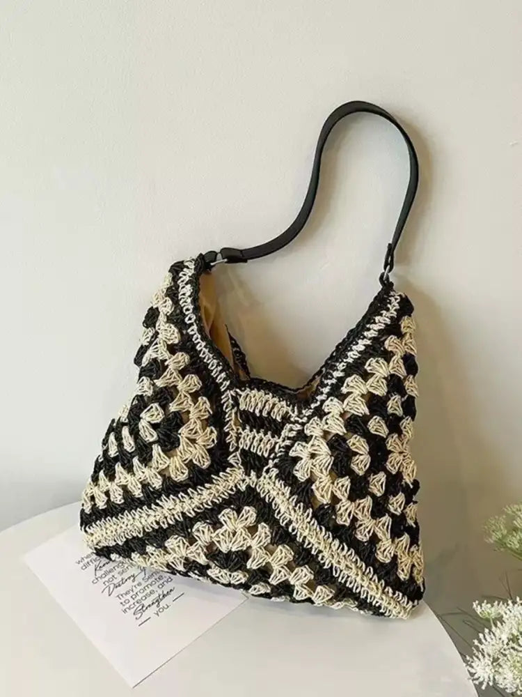 Crochet Two-Tone Shoulder Bag
