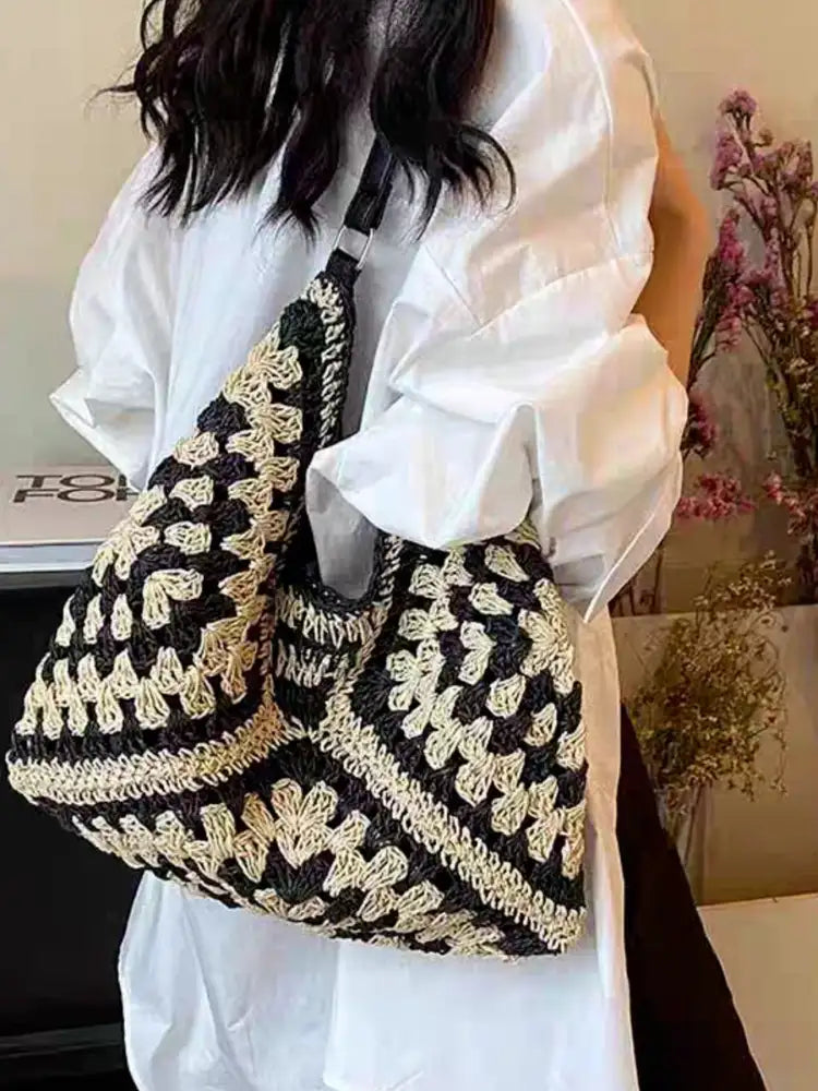 Crochet Two-Tone Shoulder Bag