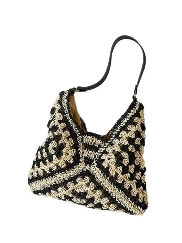 Crochet Two-Tone Shoulder Bag