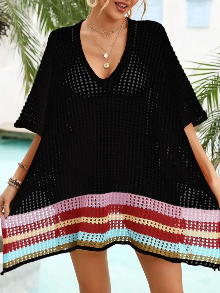 Crochet V-Neck Cover-Up Dress