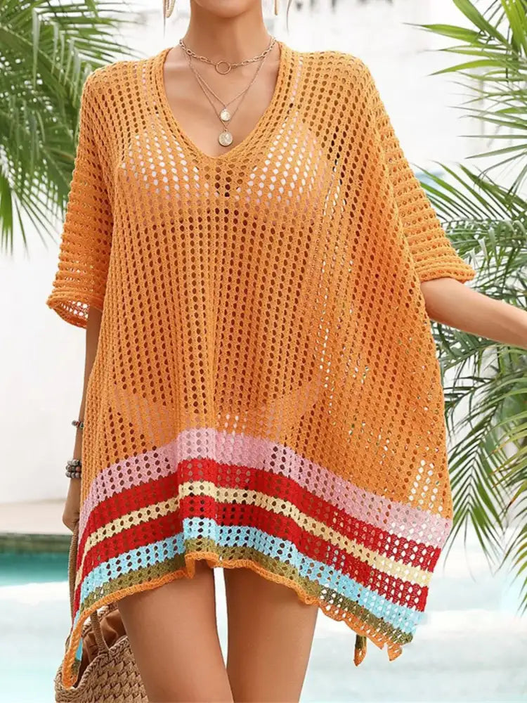 Crochet V-Neck Cover-Up Dress