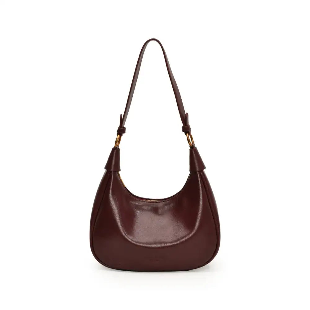 Curved Leather Shoulder Bag
