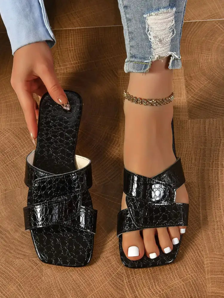 Cutout Open Toe Flats Slippers