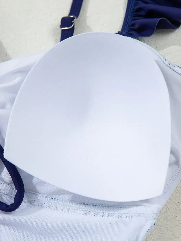 Cutout Ruffled Spaghetti Strap One-Piece Swimwear