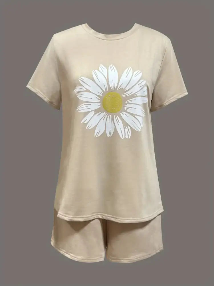 Daisy Short Sleeve Top and Shorts Two Piece Set