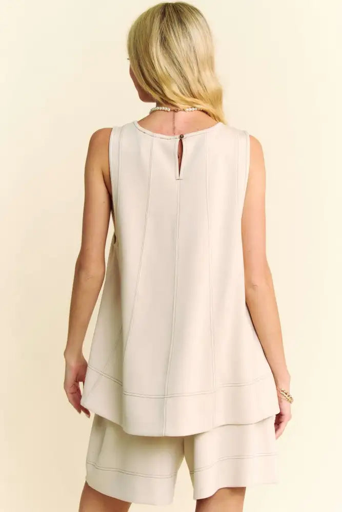 Davi & Dani Contrast Seam Top and Short Set