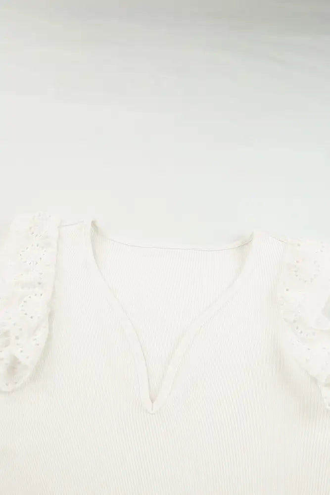 Deep V Lace Butterfly Sleeve Top