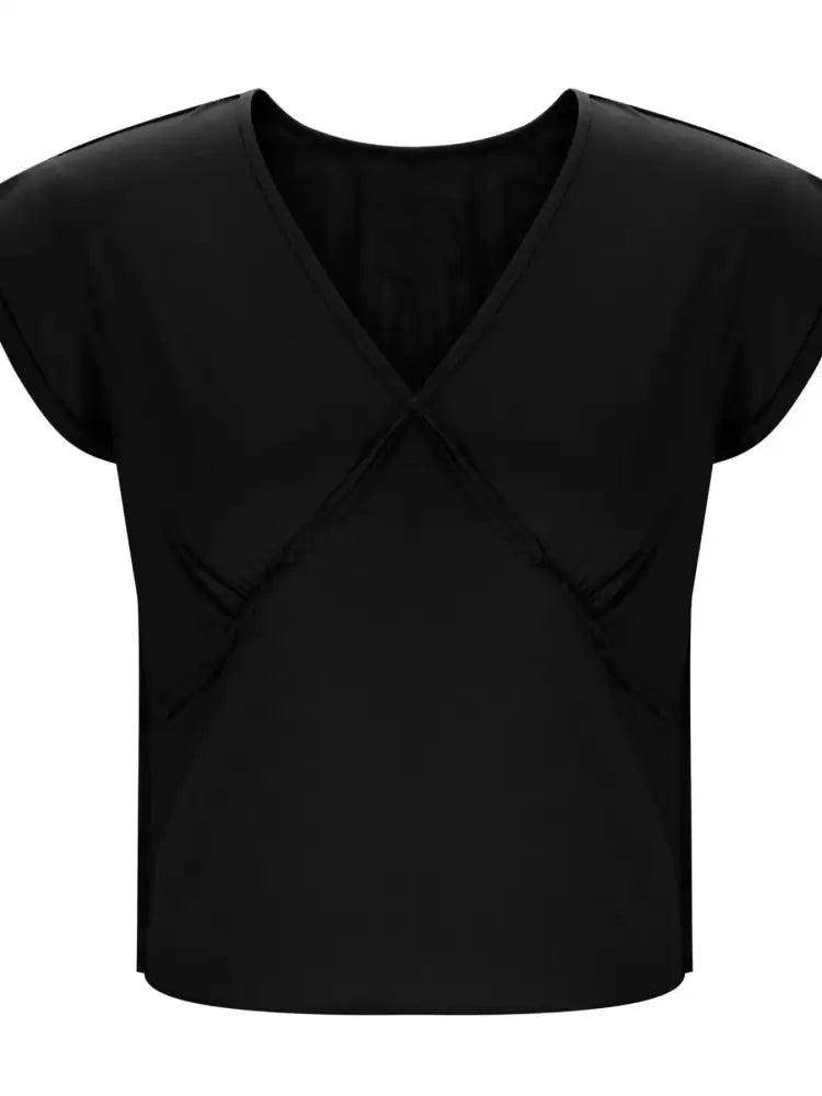 Deep V-Neck Cropped T-Shirt