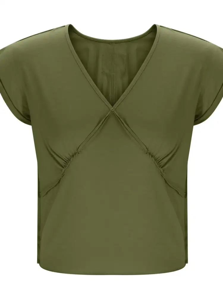 Deep V-Neck Cropped T-Shirt
