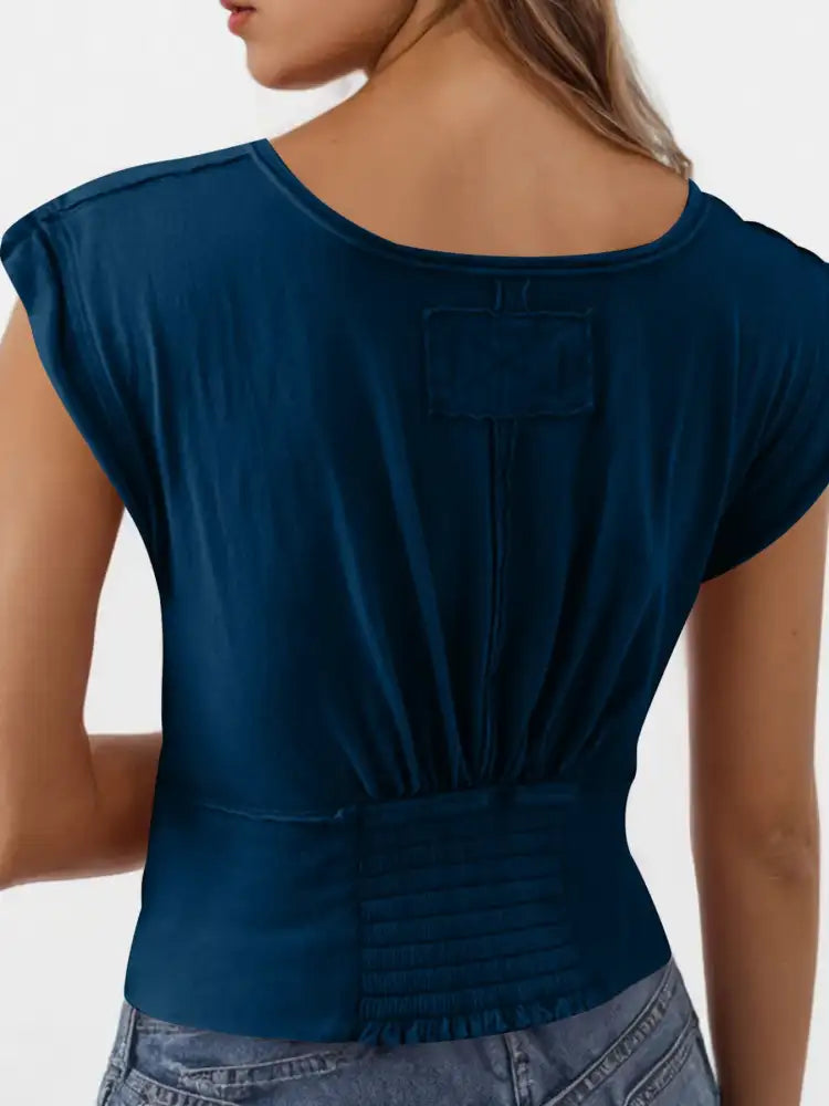 Deep V-Neck Cropped T-Shirt