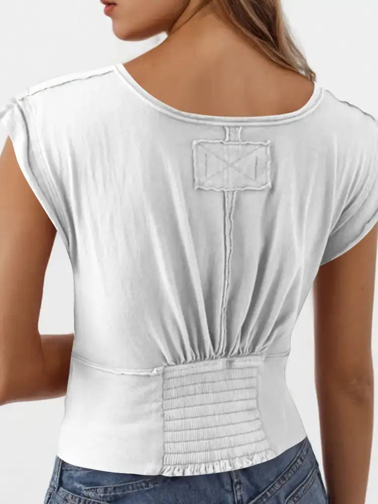 Deep V-Neck Cropped T-Shirt