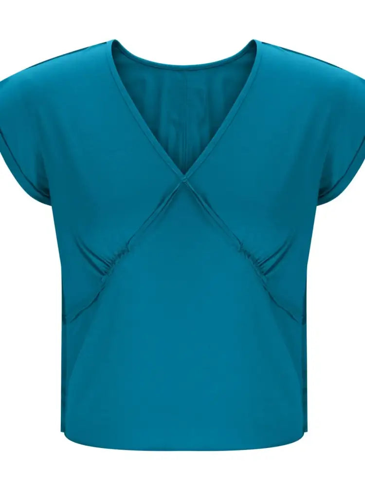 Deep V-Neck Cropped T-Shirt