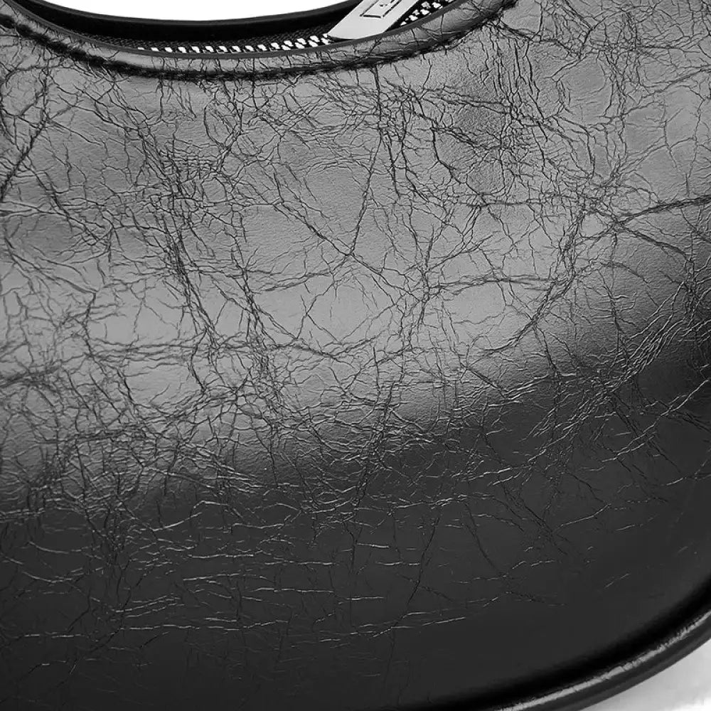 Diagonal Zipper Leather Shoulder Bag