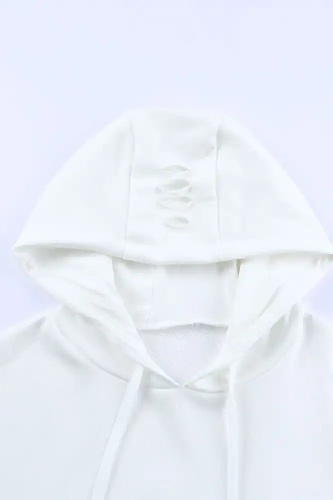 Distressed Drawstring Long Sleeve Hoodie