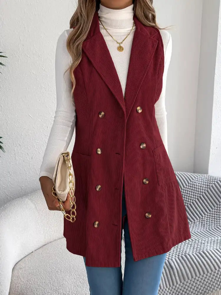 Double-Breasted Long Vest Coat