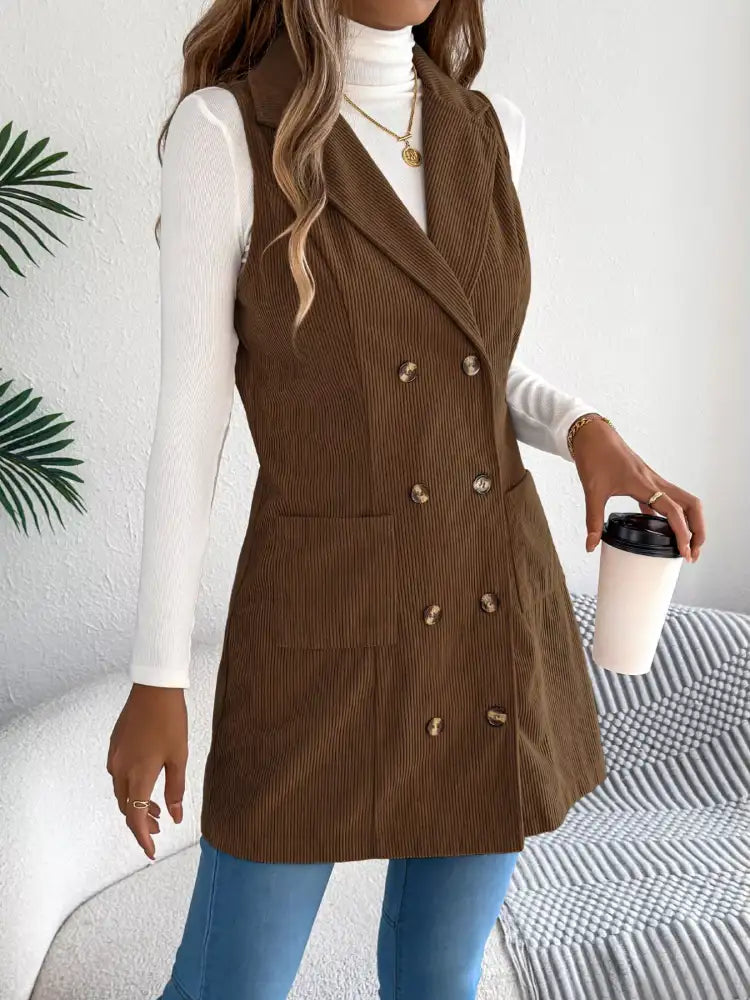 Double-Breasted Long Vest Coat
