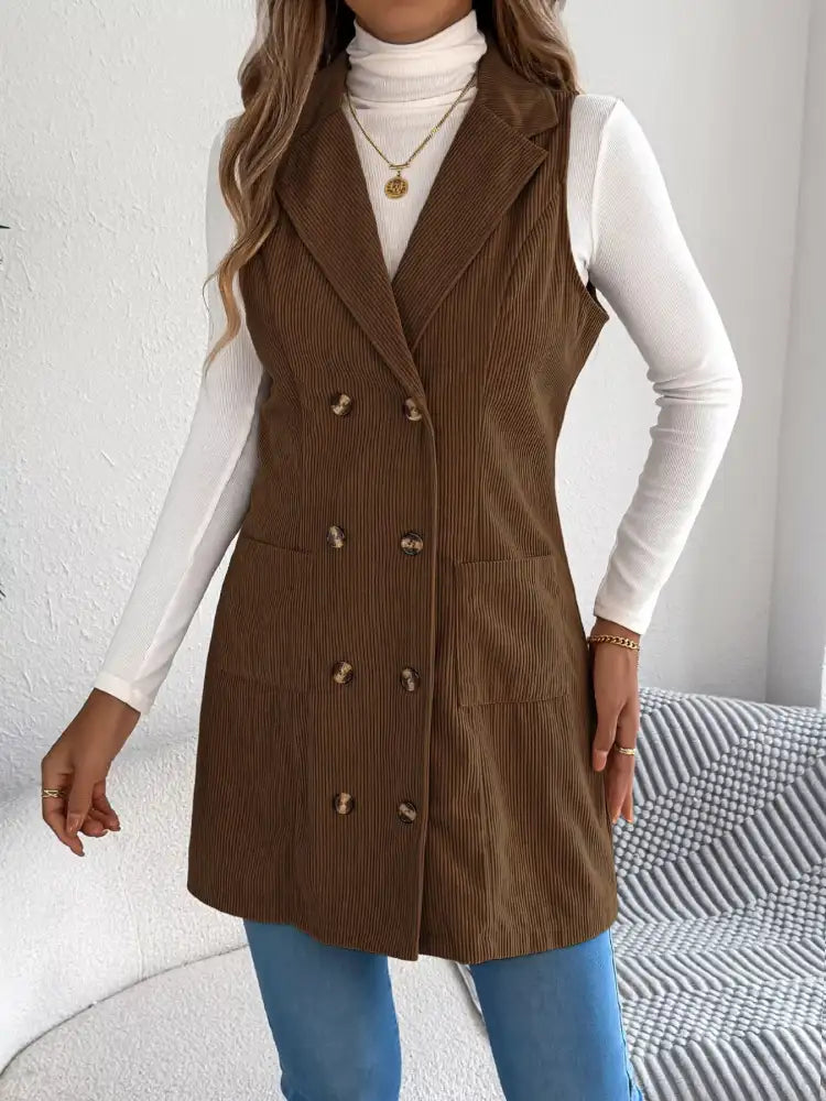 Double-Breasted Long Vest Coat
