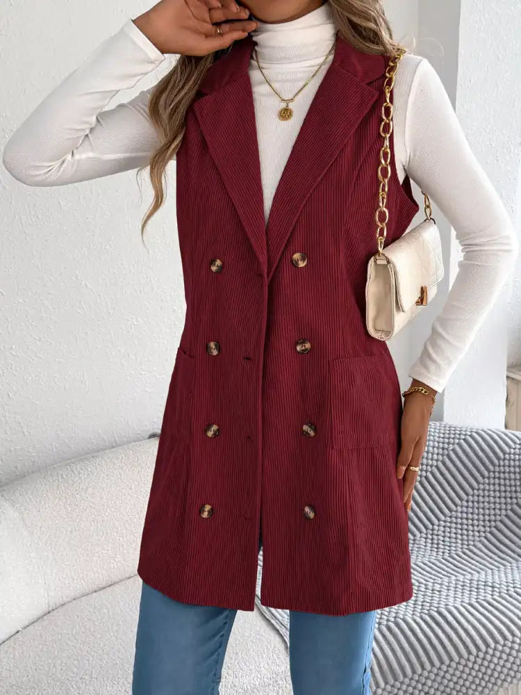 Double-Breasted Long Vest Coat