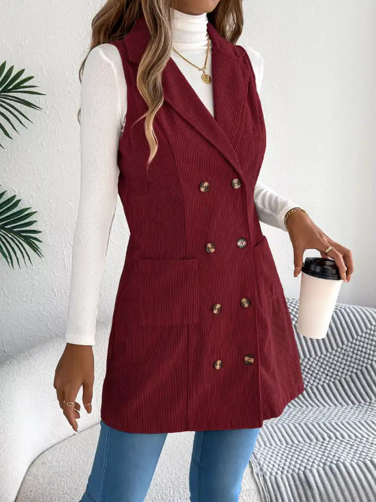 Double-Breasted Long Vest Coat