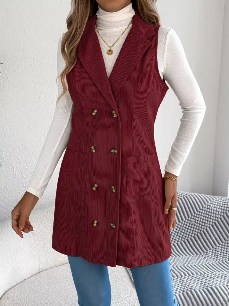 Double-Breasted Long Vest Coat