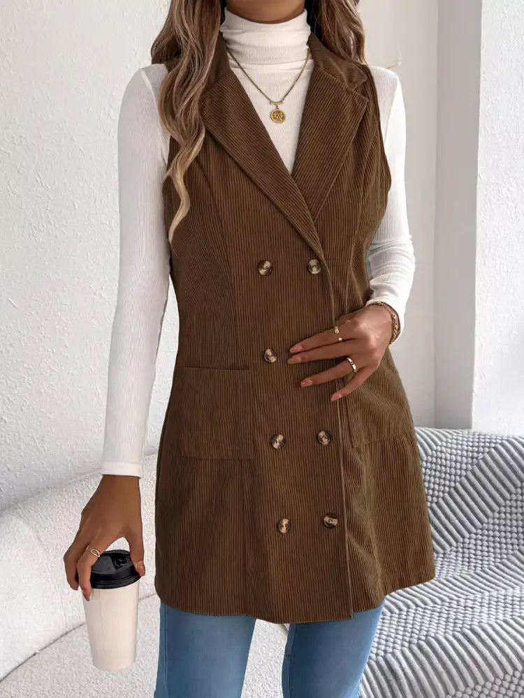 Double-Breasted Long Vest Coat