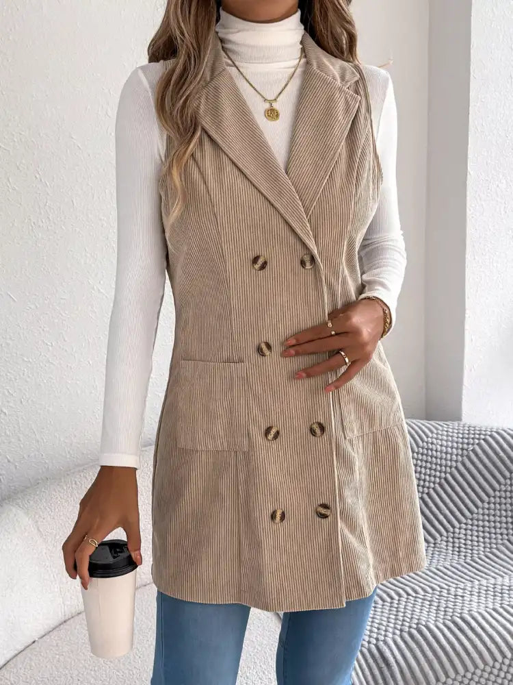 Double-Breasted Long Vest Coat