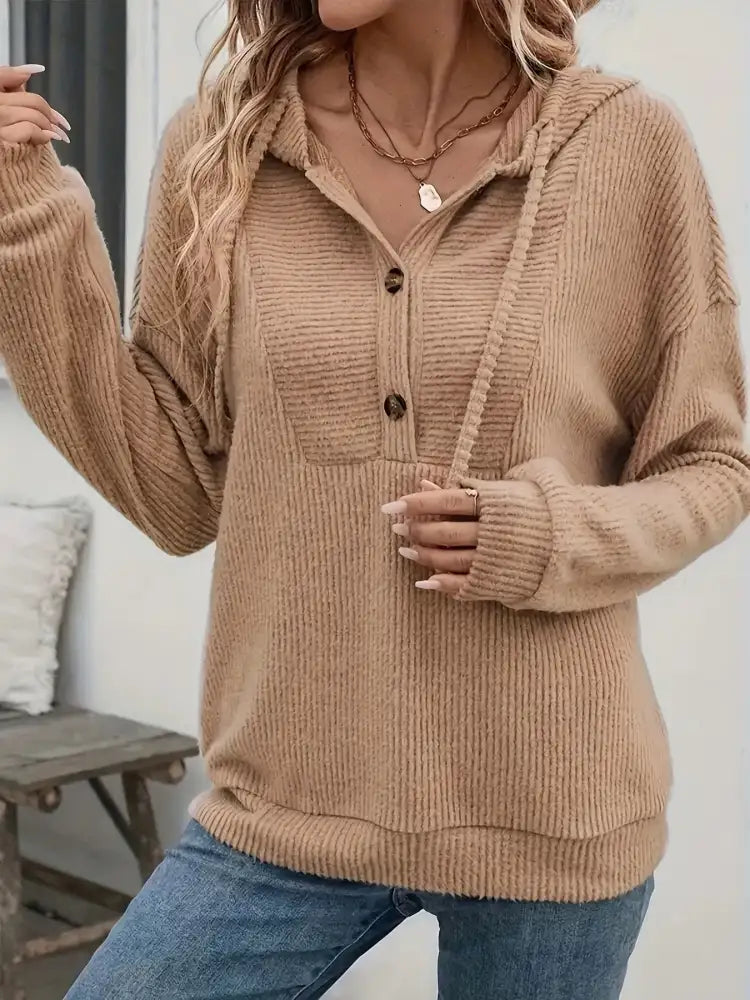 Drawstring Button Front Hoodie