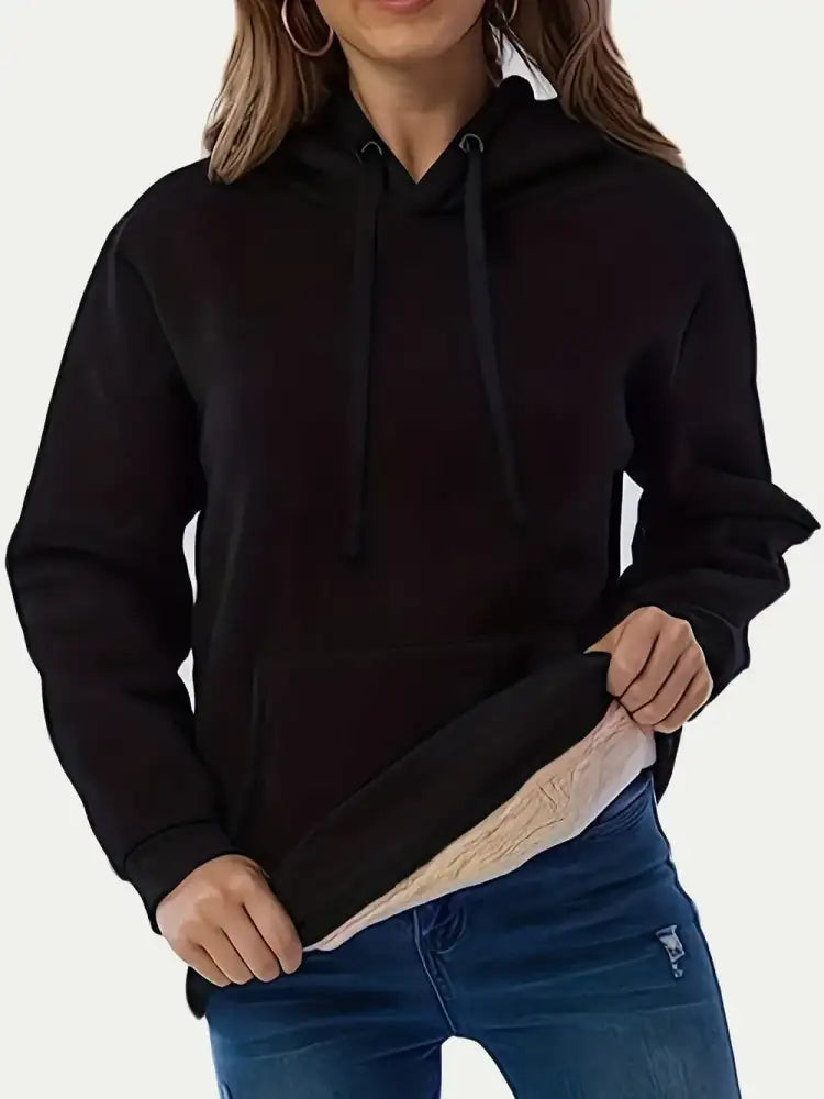 Drawstring Long Sleeve Hoodie with Kangaroo Pocket