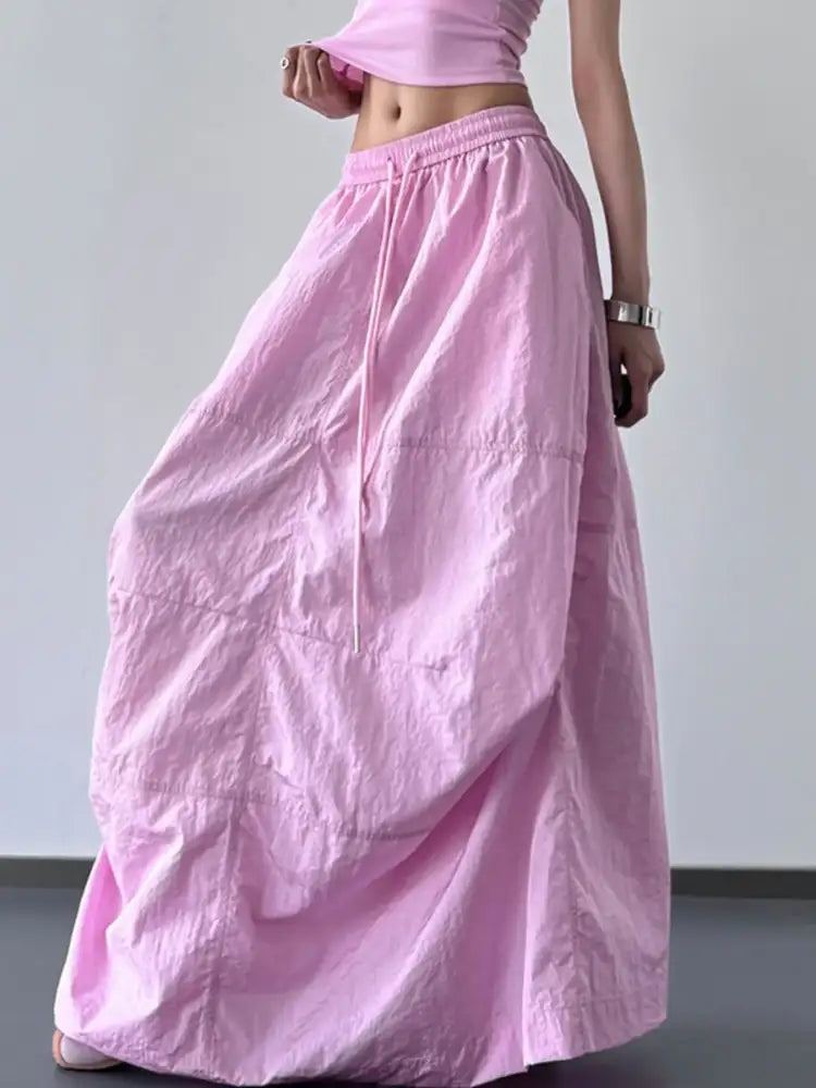 Drawstring Maxi Skirt