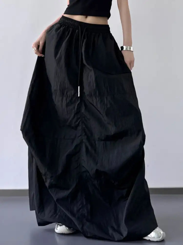 Drawstring Maxi Skirt