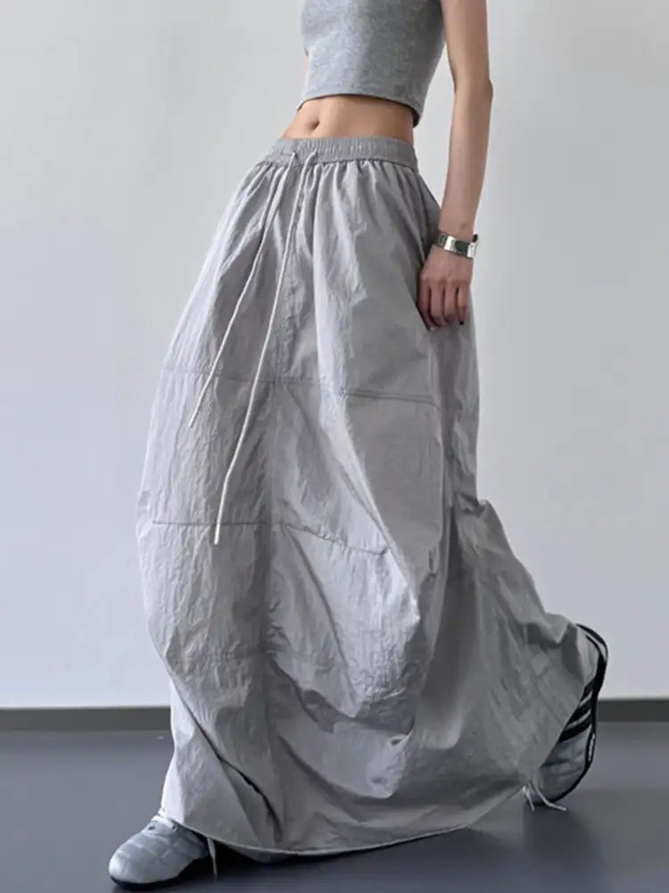 Drawstring Maxi Skirt