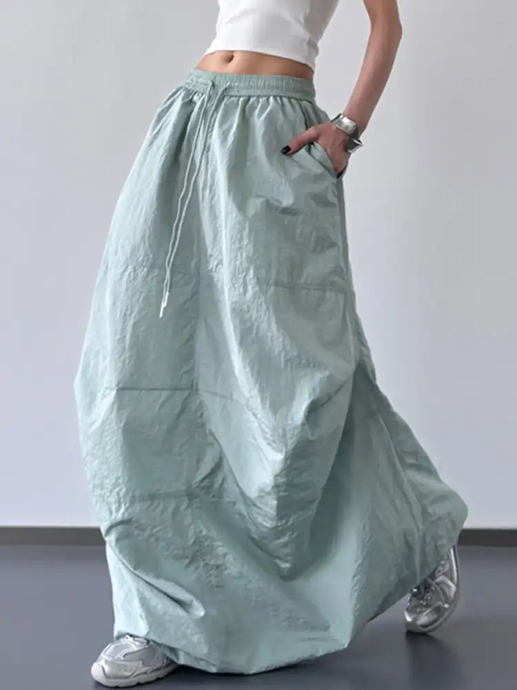 Drawstring Maxi Skirt