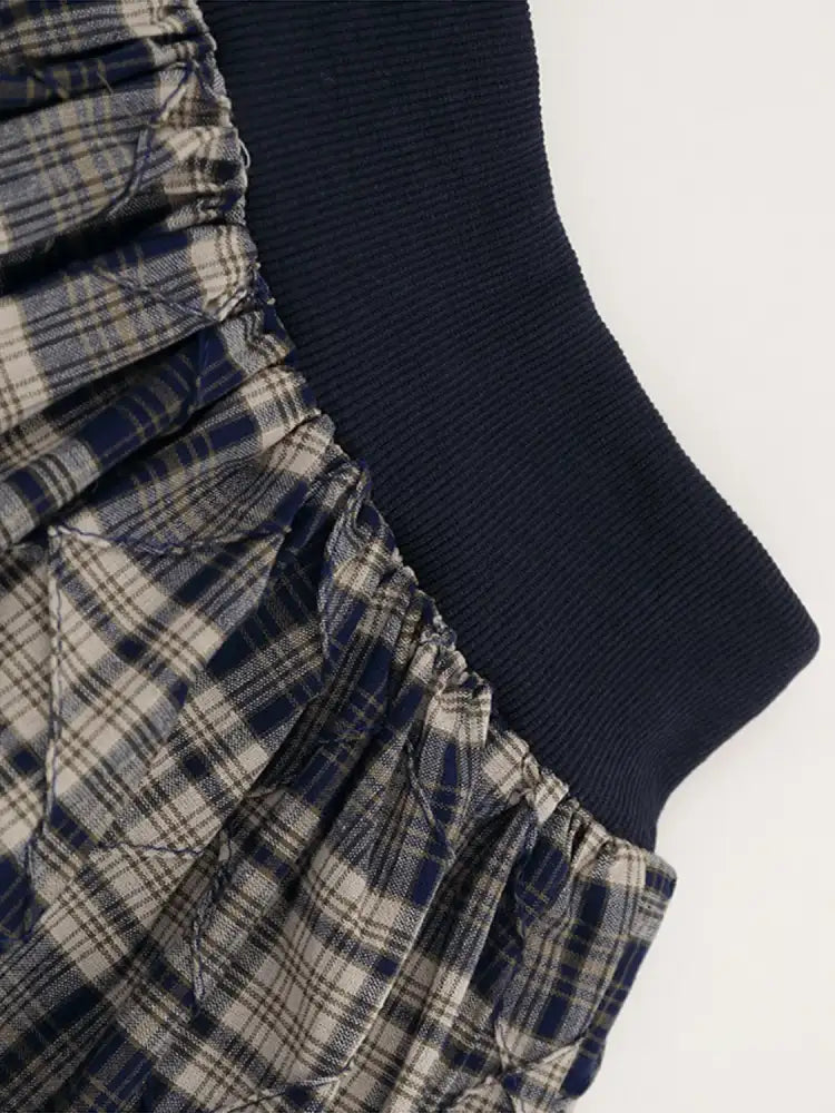 Drawstring Plaid Skort
