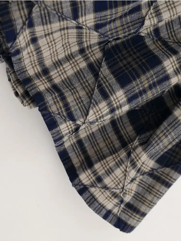 Drawstring Plaid Skort