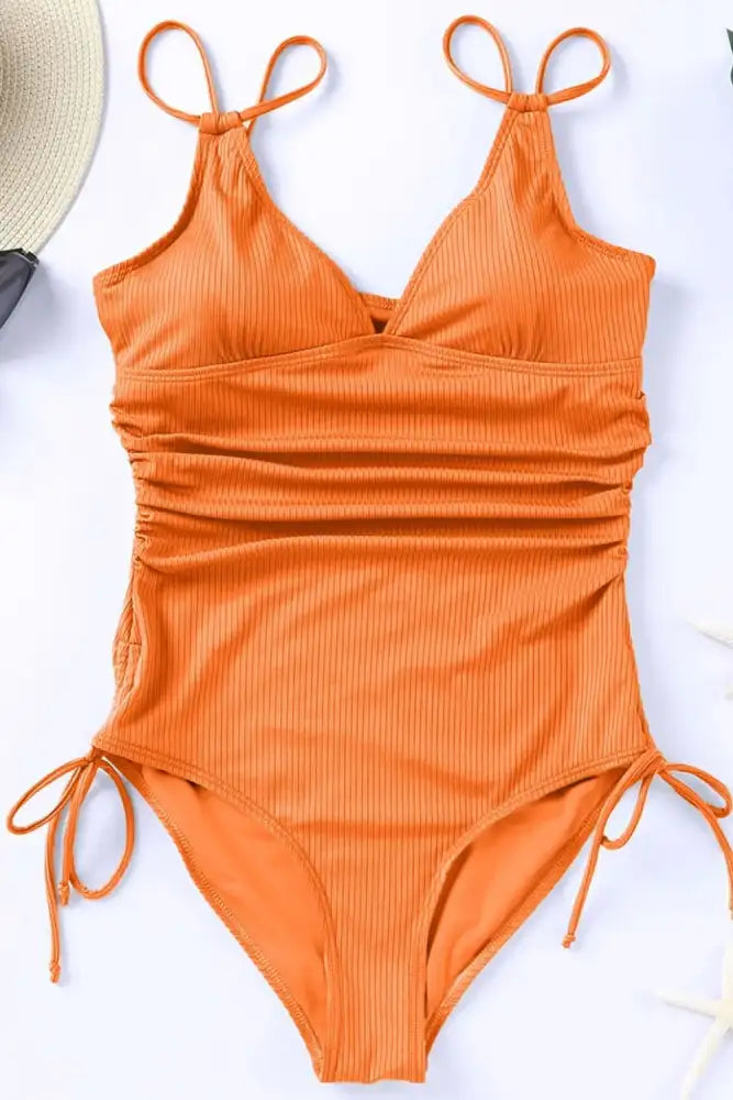 Drawstring Plunge One-Piece Swimwear